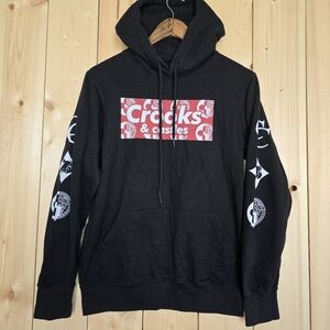 Crooks & Castles Black Hoodie Red White Logo Womens XS